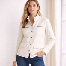 Load image into Gallery viewer, Nordstrom Collection Linen Blend Snap Front Utility Jacket White M NWT
