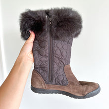 Load image into Gallery viewer, Coach Talen Suede Fur Cuff Boot Brown 8M
