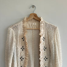 Load image into Gallery viewer, Vintage Ryu Ruffle Lace Bead Hook Closure Jacket Cream L
