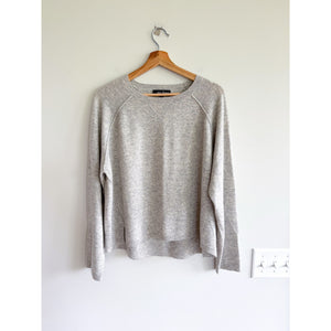 Archer Cashmere Crew Neck Long Sleeve Pullover Sweater Gray M