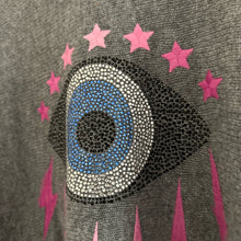 Load image into Gallery viewer, Lauren Moshi Cashmere Ladona Electric Evil Eye Draped Fit Pullover Sweater Gray XL
