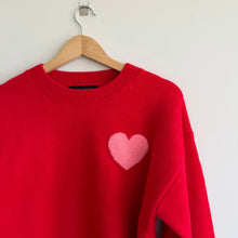 Load image into Gallery viewer, English Factory Heart Crew Neck Knit Pullover Sweater Red M
