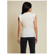 Load image into Gallery viewer, NATION LTD Habiba Fancy Smocked Flutter Sleeve Tank Top White XS
