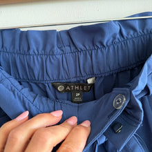 Load image into Gallery viewer, Athleta Skyline High Rise Straight Belted Paperbag Pants Blue 2P
