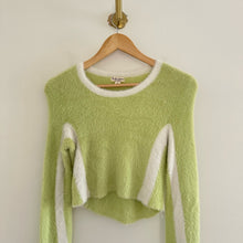 Load image into Gallery viewer, For Love And Lemons Alanis Stripe Crop Pullover Sweater Lime Green S
