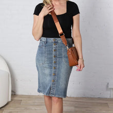 Load image into Gallery viewer, KUT From The Kloth Rose Button Front Denim Straight Skirt Blue 14
