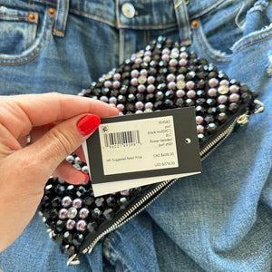 Kate Spade Purl Flower Beaded Purl Mini Shoulder Bag Black NWT