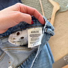 Load image into Gallery viewer, Agolde Riley Long Button-Fly High Rise Denim Straight Jeans Blue 26
