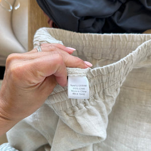 Allen Allen Linen Drawstring Waist Pants Cream XS