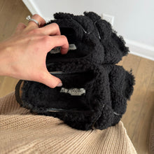 Load image into Gallery viewer, Birkenstock Papillio Arizona Big Buckle Shearling Slide Sandals Black 9 NWOT
