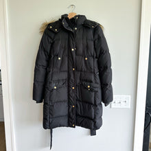 Load image into Gallery viewer, J. Crew Wintress Faux-Fur Hood Mid Length Outdoor Puffer Coat Black XS
