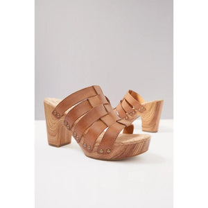 Kork-Ease Devon Woven Leather Embellished Open-Toe High Heels Brown 11M