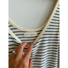 Load image into Gallery viewer, By Together Lounging For Life Striped Pattern Sleeveless Jumpsuit Blue White L
