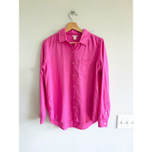 Load image into Gallery viewer, Caslon Linen Blend Long Sleeve Button Up Shirt Pink XS
