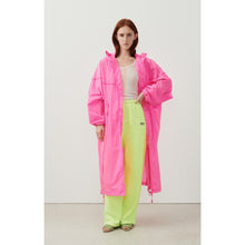Load image into Gallery viewer, American Vintage Ikino Zip Fly Mid Length Hooded Rain Coat Acid Pink 4-6 NWT
