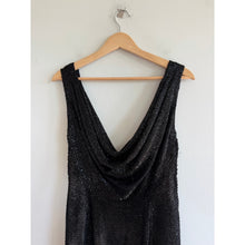 Load image into Gallery viewer, Carmen Marc Valvo Scattered Sequin Cowl Neck Sleeveless Gown Black 12
