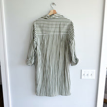 Load image into Gallery viewer, Vince Coast Striped Long Sleeve Shirtdress Green White

