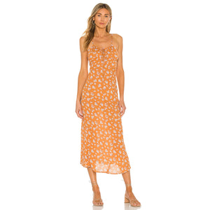 SNDYS. Honolulu Sleeveless Floral Print Midi Dress in Amber Daisy L