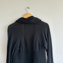 Load image into Gallery viewer, Laurie B Open Waterfall Draped Front Ribbed Knit Long Sleeve Cardigan Black M
