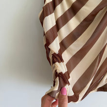 Load image into Gallery viewer, Anthropologie 4SI3NNA Sleeveless Mesh Twist Striped Off Shoulder Top Brown S
