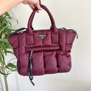 PRADA Tessuto Padded Hand Bag & Crossbody Red