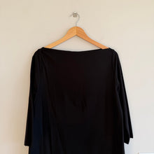 Load image into Gallery viewer, Eileen Fisher Bateau Neck Stretch Crepe Long Sleeve Dress Black M
