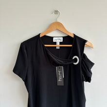 Load image into Gallery viewer, Joseph Ribkoff Keyhole Cut Out Short Sleeve Cold Shoulder Top Black 14 NWT
