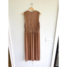 Load image into Gallery viewer, Anthropologie Taylor Metallic Chiffon Sleeveless Ruffles Midi Dress Bronze 8
