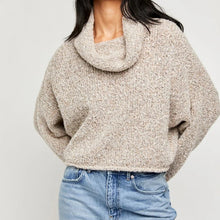 Load image into Gallery viewer, Free People Bff Loopy-Knit Cowl Neck Pullover Sweater Beige S
