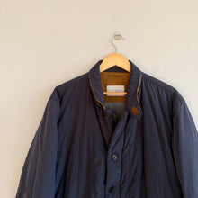 Load image into Gallery viewer, J. Hilburn Highlander Light Puffer Leather Collar Jacket Navy 2XL
