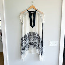 Load image into Gallery viewer, Mariya Sharapowa Silk Crystal Embellished Tie Sleeve Sheer Swim Coverup White
