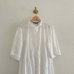 NWT Zara Half Sleeve Henley Neck Lightweight Mini Shirt Dress White L