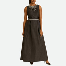 Load image into Gallery viewer, Alicia and Olivia Jewel Embellished Textured Pleated Gown Black
