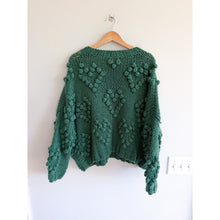 Load image into Gallery viewer, Wishlist Pom Pom Heart Oversized Chunky Knit Pullover Sweater Green S
