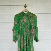 Load image into Gallery viewer, Pinko Accumoli Abito Chiffon Floral Ruffle 3/4 Sleeve Dress Green 10
