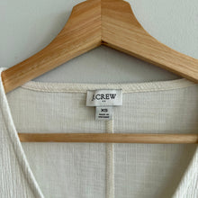Load image into Gallery viewer, J. Crew Textured Button-Down Tie Front V-Neck Short Sleeve Blouse Cream XS
