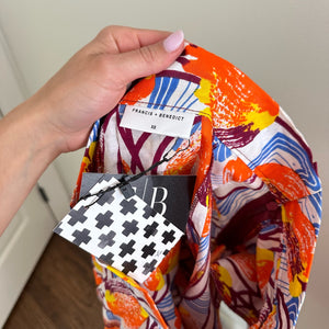 NWT Francis + Benedict Handmade Floral Pattern A-Line Mini Skirt Orange XS