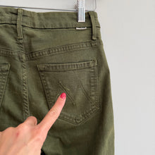Load image into Gallery viewer, Mother Looker Ankle Fray High Waisted Jeans Military Green 25
