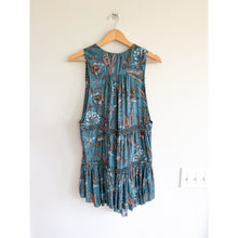 Load image into Gallery viewer, Free People Purple Haze Ruffles V-Neck Tiered Tunic Teal S
