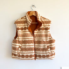 Load image into Gallery viewer, Thread &amp; Supply Issey Reversible Crop Fair Isle Pattern Vest Brown Cream S
