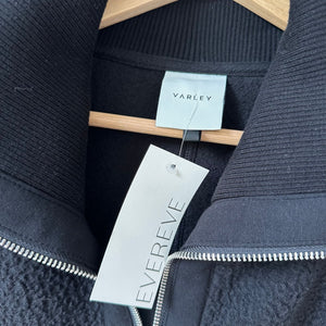 VARLEY Eleanor Patch Pocket Fleece Oversized Zip Up Jacket Black L NWT