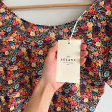 Load image into Gallery viewer, Sézane Robe Luce Floral Print Short Sleeve Maxi T-Shirt Dress Red Blue L NWT
