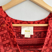 Load image into Gallery viewer, Anthropologie Maeve Canna Semi-Sheer V-Neck Mini Swing Dress Red 0
