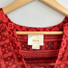 Load image into Gallery viewer, Anthropologie Maeve Canna Semi-Sheer V-Neck Mini Swing Dress Red 0
