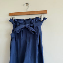 Load image into Gallery viewer, Athleta Skyline High Rise Straight Belted Paperbag Pants Blue 2P
