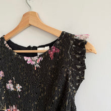 Load image into Gallery viewer, Anthropologie Eri + Ali Neveah Floral Lace Fit &amp; Flare Ruffle Dress Black 10 NWT
