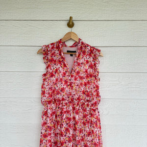 Laundry By Shelli Segal Floral Print Sleeveless Ruffles Casual Maxi Dress Red 10