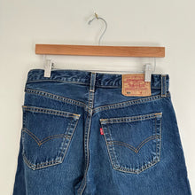 Load image into Gallery viewer, Levi's 501 Floral Patchwork Bell Bottom Flare Denim Jeans Dark Wash
