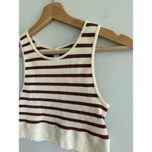 Load image into Gallery viewer, By Together Striped Pattern Ribbed Knit Cropped Tank Top Cream Rust M

