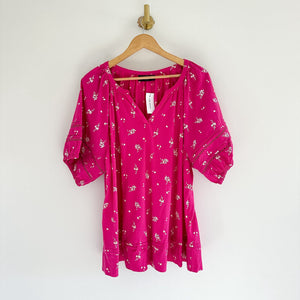 Lane Bryant Floral V-Neck Short Sleeve Blouse Pink 18 NEW